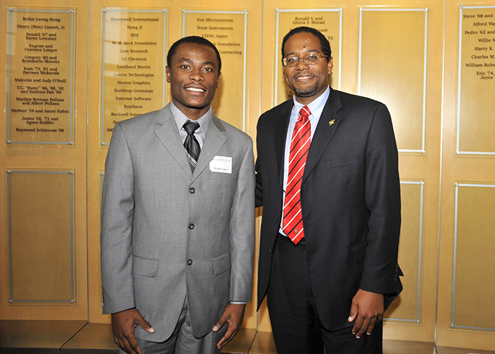 Scholarship student with Dean Pines