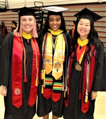 FPE Undergraduate Students Julia Roh, Alicea Fitzpatrick and Madison Lee. Credit: Nicole Hollywood.