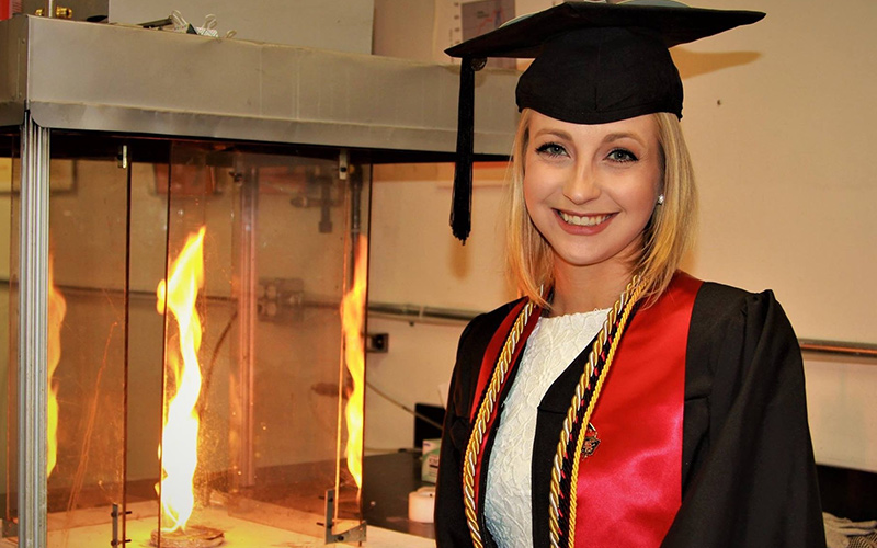 Julie Bryant, a graduate student in the UMD Fire Protection Engineering program